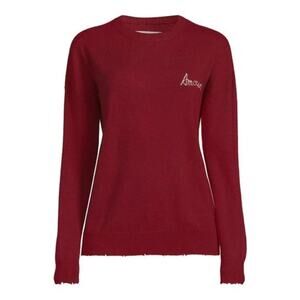 ZADIG & VOLTAIRE Gaby Amour Sweater Wool Cashmere Red Wine {G19}